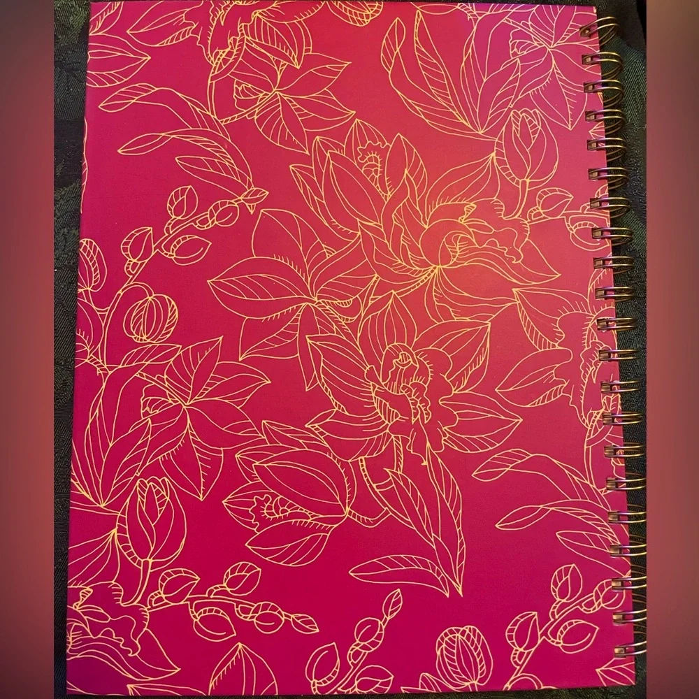 Hardcover Large 2026 Organizational Planner, Beautiful Red Gold Foil Floral